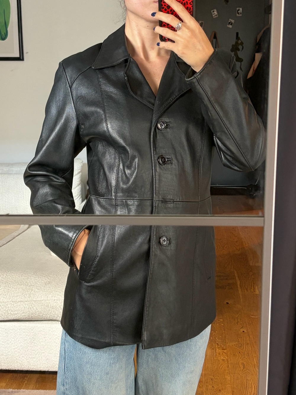 Vera Pelle Black Leather Fitted Jacket